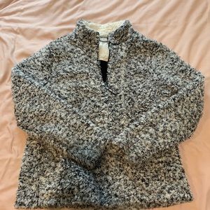 Grey Speckled Quarter Zip Hoodie